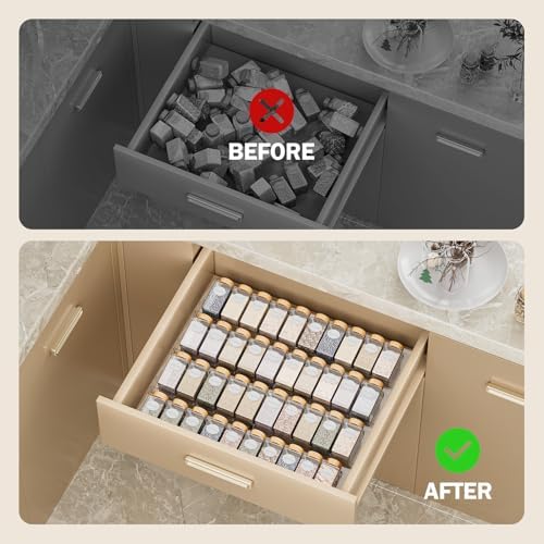PanPanPal Spice Drawer Organizer, 8 Pack Clear Seasoning Organizer