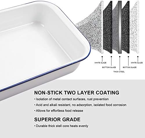 Webake Enamelware 9x13 Baking Pan with Lid Oblong Cake Pan Enameled