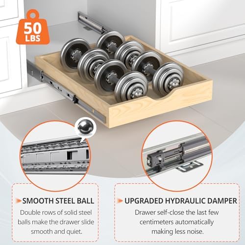 ZOINLIY Wooden Pull Out Cabinet Organizer, 21'' Deep Slide Out Drawer