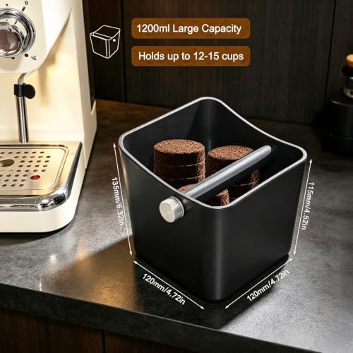 Espresso Knock Box,Large Capacity & Non-Slip Base Coffee Grounds Knock