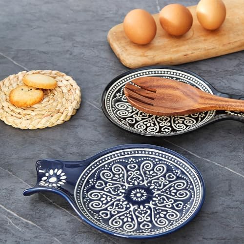 Ceramic Spoon Rest, Cooking Spoon Holder for Kitchen Counter/Stove