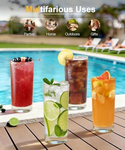 Drinking Water Glass Cups Set,Crystal Highball Glasses cups set of