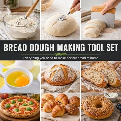 BOORIKA Sourdough Bread Baking Tool Set with Danish Dough Whisk, Bread