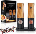 Electric Salt and Pepper Grinder Set, Battery Powered, Wood Grain