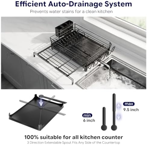 Simple Trending Expandable Dish Drying Rack, Black
