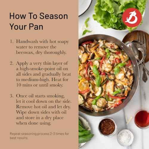 de Buyer MINERAL B Carbon Steel Paella Pan - 12.5” Diameter, 9.25”