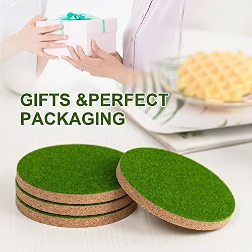 Lawn Drink Coasters Set of 4, Decor Turf Football Coasters Sports Fan