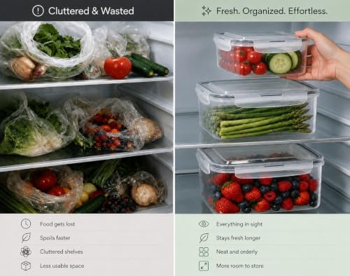 3-Pack BPA-Free Fruit Storage Containers for Fridge with Removable