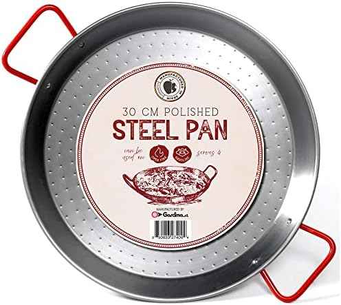 Gourmanity 12 inch Carbon Steel Paella Pan, 30cm, by Garcima