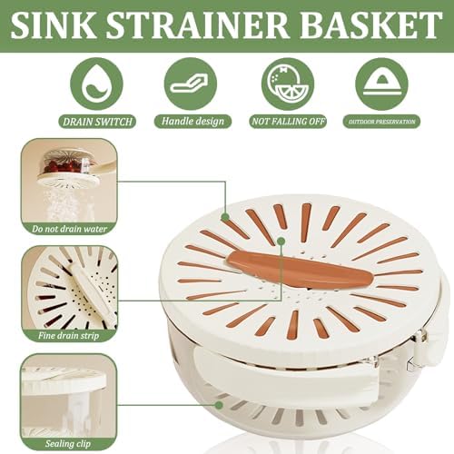 2 Pcs Fruit Vegetable Washing Bowl with Strainer, 2.85QT+1QT