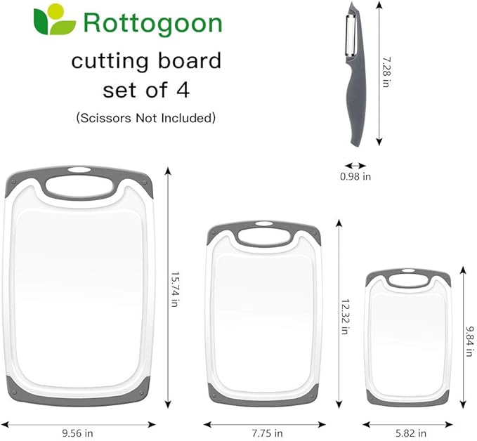 Cutting Boards for Kitchen, Plastic Chopping Board Set of 4 - Image 4