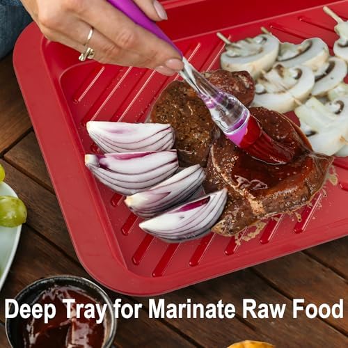 KAQAHIDO Grilling Deep Prep and Serve Trays, BBQ Platter for Raw Meat