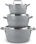 Granitestone Gray Pots and Pans Set Nonstick, 6 Stackable Piece