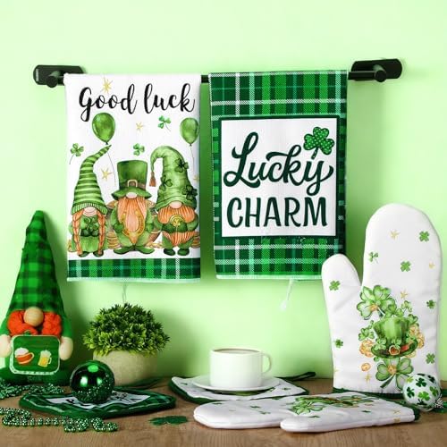 Bencailor 6 Pcs St. Patrick's Day Kitchen Decor Set Kitchen Towels