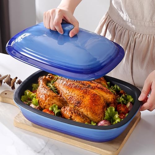 Ceramic Casserole Dish with Lid, 9x13, Blue