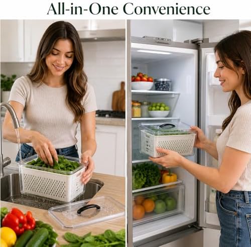 Fridge Fruit Storage Containers with Miesoo Design, 4.5L Produce Saver