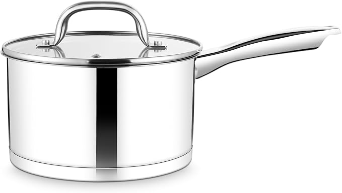 TeamFar Saucepan, 3 qt Stainless Steel Sauce Milk Pan & Lid by TeamFar