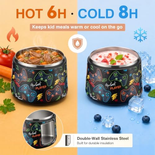14oz Insulated Vacuum Food Jar with Buckle Lid,Soup Thermo for Hot
