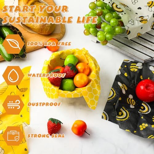 Tranqun 27 Pack Reusable Beeswax Food Wraps