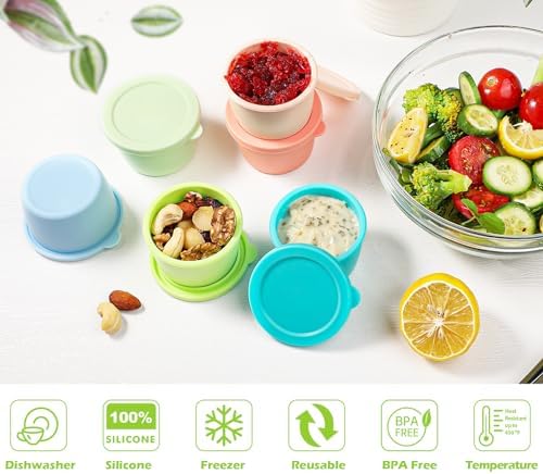 Webake 2.5 oz Salad Dressing Container to Go, 6 Pack Silicone Sauce