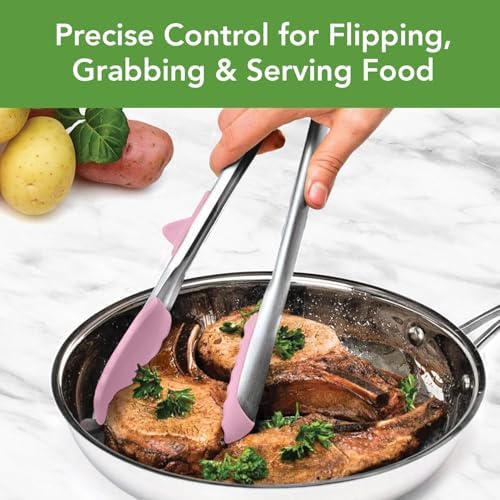 Tovolo 13-Inch Silicone-Tipped Kitchen Tongs, Pink
