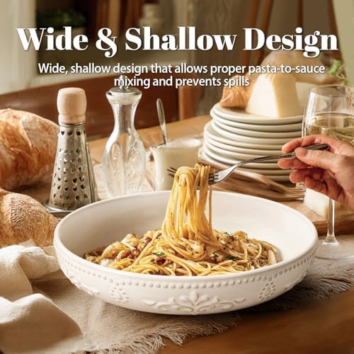 Artena Pasta Bowls, 50oz Large Salad Serving Bowls, 9.75'' Plates Bowl