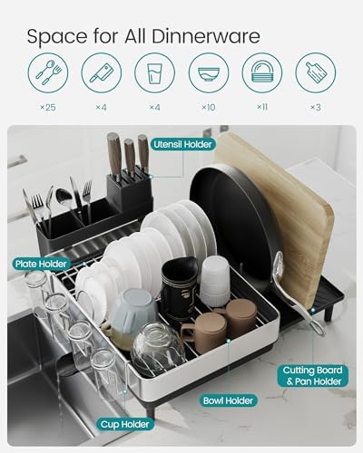 SONGMICS Expandable Stainless Steel Dish Drying Rack