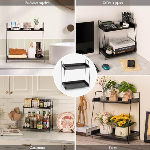 ANBOXIT 2-Tier Coffee Station Organizer, Wooden Kitchen Counter Shelf