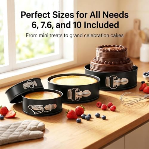 CARGEN Baking Pans Set of 3 Springform Pan for Cheesecake, 6" 7.6" 10"