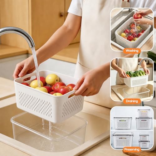 3-Pack Plastic Fruit Storage Containers for Fridge