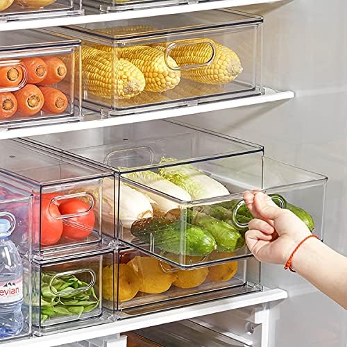 Set of 3 Stackable Refrigerator Organizer Bins Pull-Out Drawers for