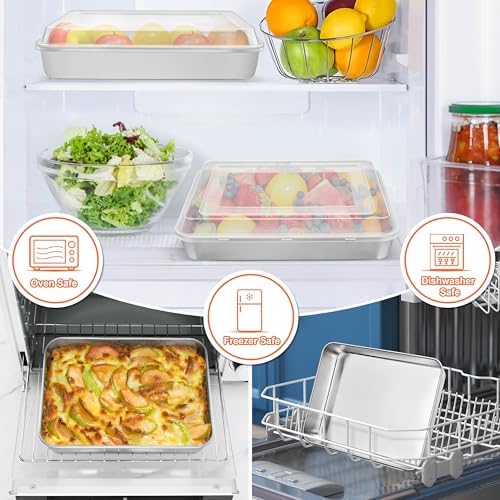 Herogo Baking Pan with Lid (2 Pans + 2 Lids), 8 x 10 Inch Rectangle