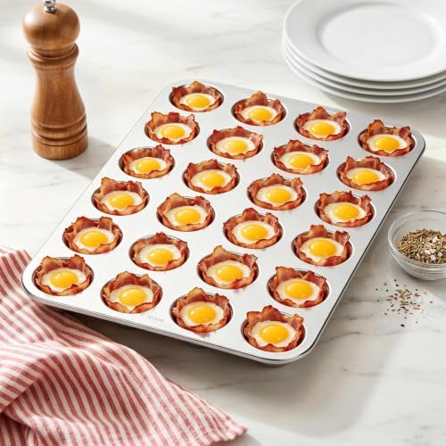 Homikit 18/10 Stainless Steel Mini Muffin Cupcake Pan 24 Cups