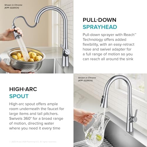 KRAUS 17 in Stainless Steel Pull Down Kitchen Faucet