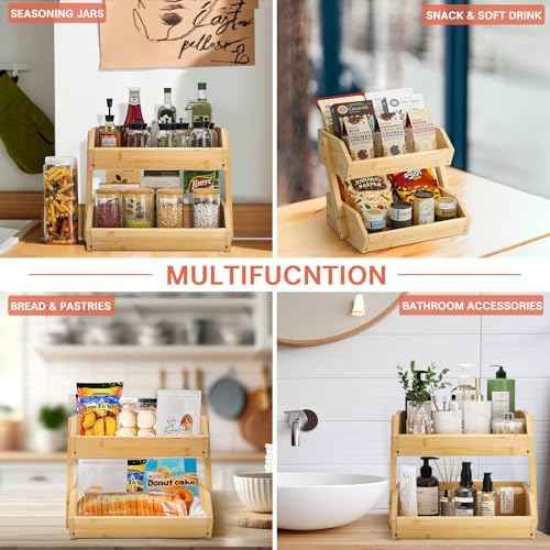 G.a HOMEFAVOR 2-Tier Bamboo Fruit Basket for Kitchen Counter, Self-assembly