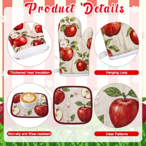 10Pcs Fall Apple-Pattern Kitchen Decor Set, Farmhouse Decorations for