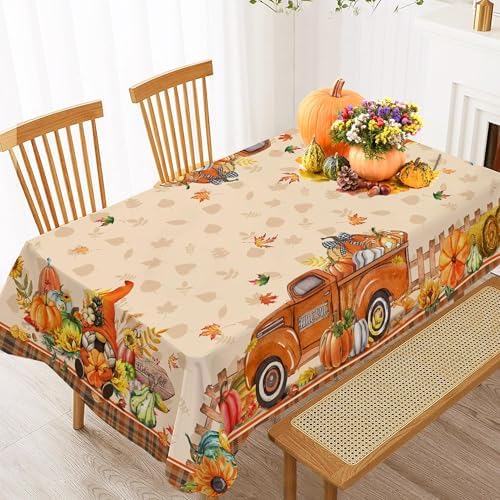 Hexagram Fall Tablecloth 54 x 54 Inches, Orange Fall Table Cloth