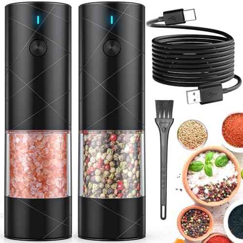 Lidaop USB-Rechargeable Electric Salt and Pepper Grinders, 2-Pack