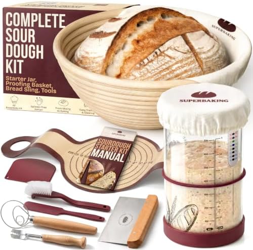 Superbaking Sourdough Starter Kit, 9" Banneton Basket