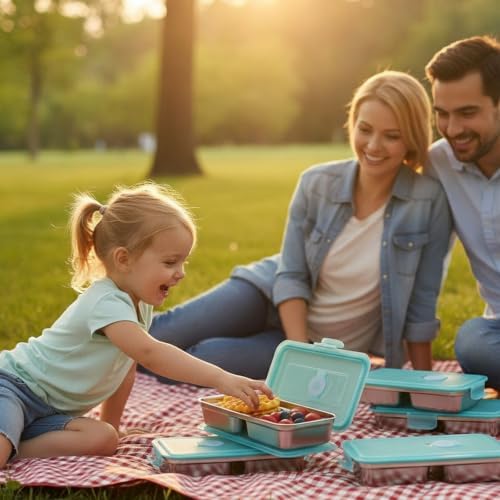 Snack Containers Reusable, Stainless Steel Double Compartment