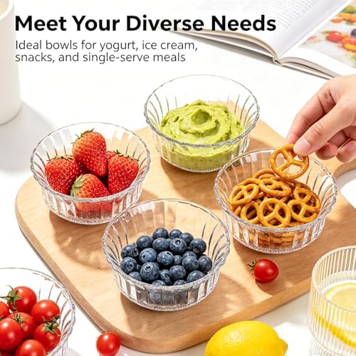 Frcctre 16 Pack 4 Inch Glass Bowls, 8.5 Oz Small Glass Prep Bowls