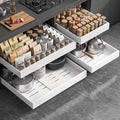Seinloes 4 Pack Expandable Pull Out Cabinet Organizer 21"Deep With Raising Pad for Framed Cabinets,Upgrade 3 Slide Rails Slide Out Drawers,No Drill Roll Out Shelves,Adjustable Width 12.1"-20.4" White