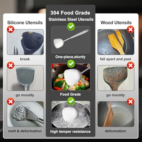 304 Stainless Steel Cooking Utensils Set, 11PCS Stainless Steel