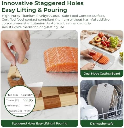 Pure Titanium Cutting Board, Bamboo Cutting Boards Set for Kitchen