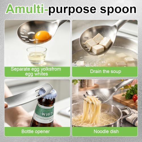 5-in-1 Stainless Steel Cooking Spoon, Multifunctional Kitchen Spoons