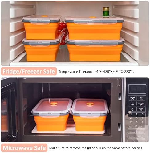 Collapsible Food Storage Containers with Lid & Air Vent, Bundle of
