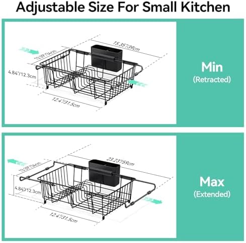 Urackify Expandable PVC-Coated In-Sink Dish Rack, Black
