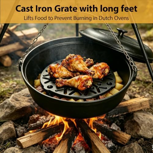 8 INCH Cast Iron Trivet, Meat Rack Grate for Raise Food in Dutch Oven