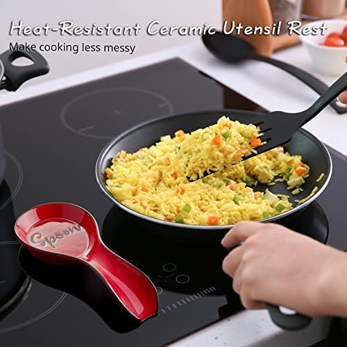 Ceramic Spoon Rest for Stove Top, DAYYET Large Spoon Holder, Spoon