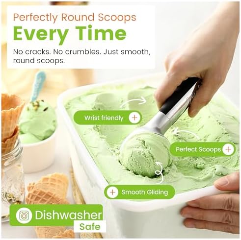 Spring Chef Heavy Duty Metal Ice Cream Scoop with Soft Grip Handle